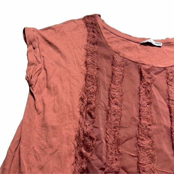 Zara Rouge Short Sleeve Textured Blouse S - Picture 2 of 7